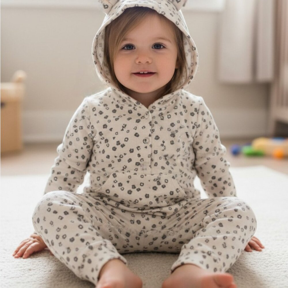 Carter's Child of Mine Fleece Hooded Cheetah Jumpsuit 24 Months
